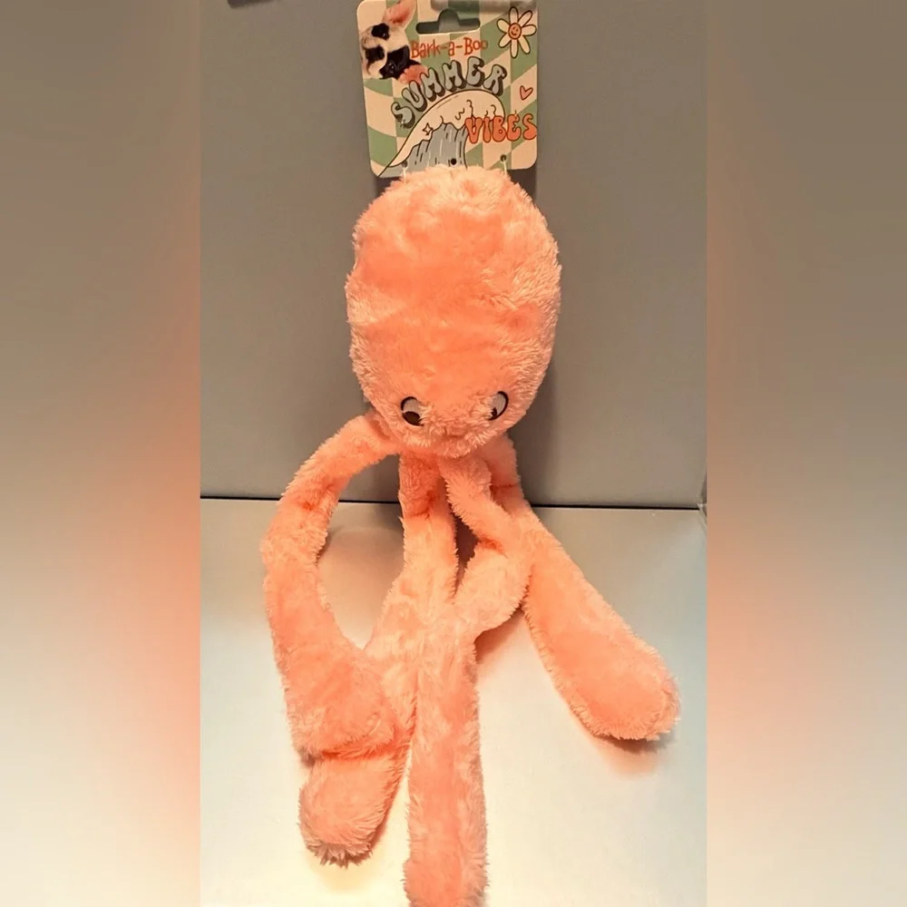 Plush Pink Octopus Toy For L/M/S Dog